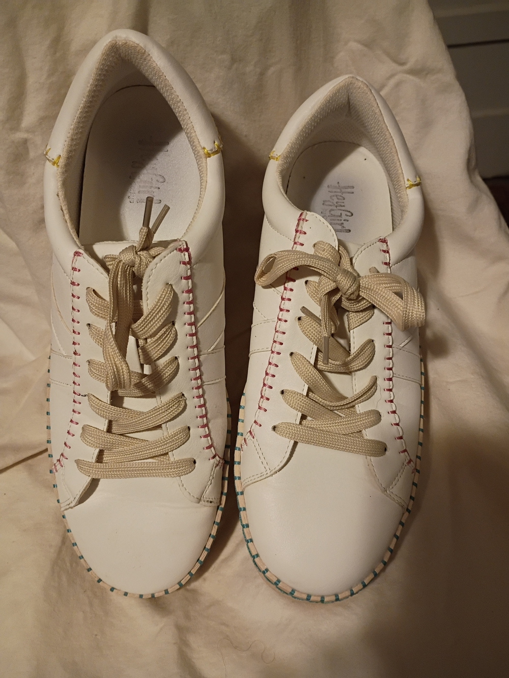 White Leather Women's Sneakers Hey Girl By Corkys Sz 10.